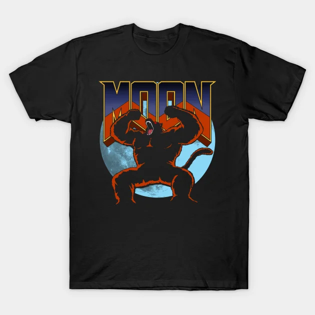 

2021 Men/Women's Summer Black Street Fashion Hip Hop Doom Moon Anime T-shirt Cotton Tees Short Sleeve Tops
