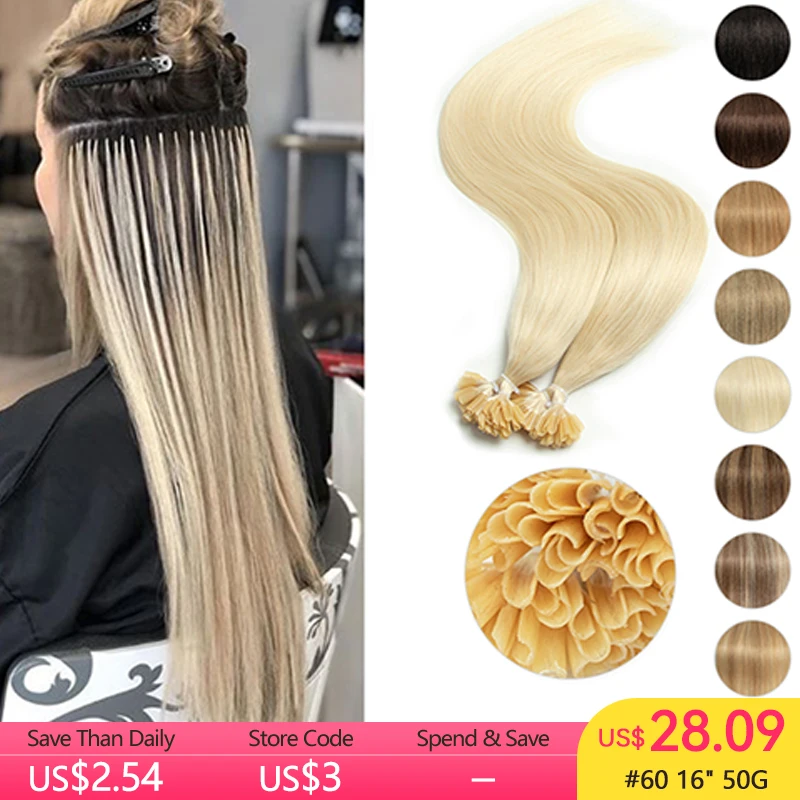 MRS HAIR Keratin Extensions Natural Hair Hot Fusion Human Hair Italiana Hair Capsules PreBonded Nail U Tips Extension 12-24 inch