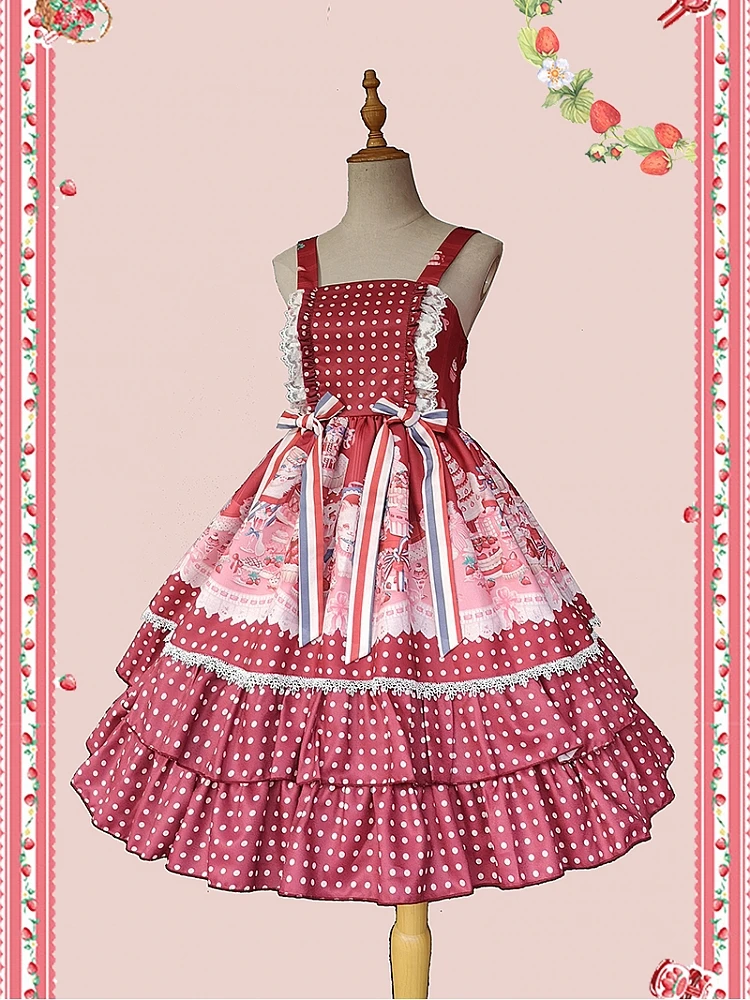 

Шифоновое платье сладкой Лолиты, джемпер в полоску и клубничный буфет в горошек