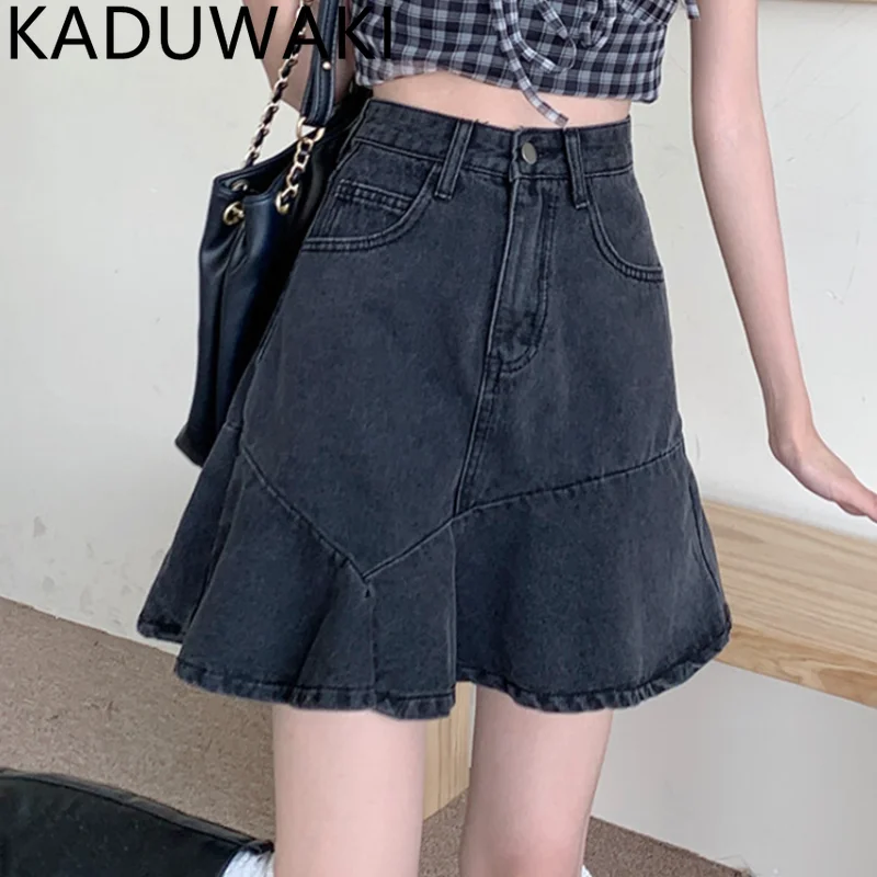 

Юбка женская джинсовая Асимметричная с высокой талией и подолом «рыбий хвост»