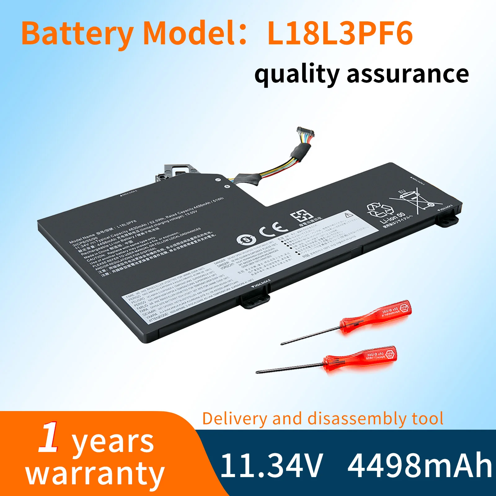 Аккумулятор BVBH L18L3PF6 L18M3PF9 51Wh для ноутбука Lenovo Ideapad