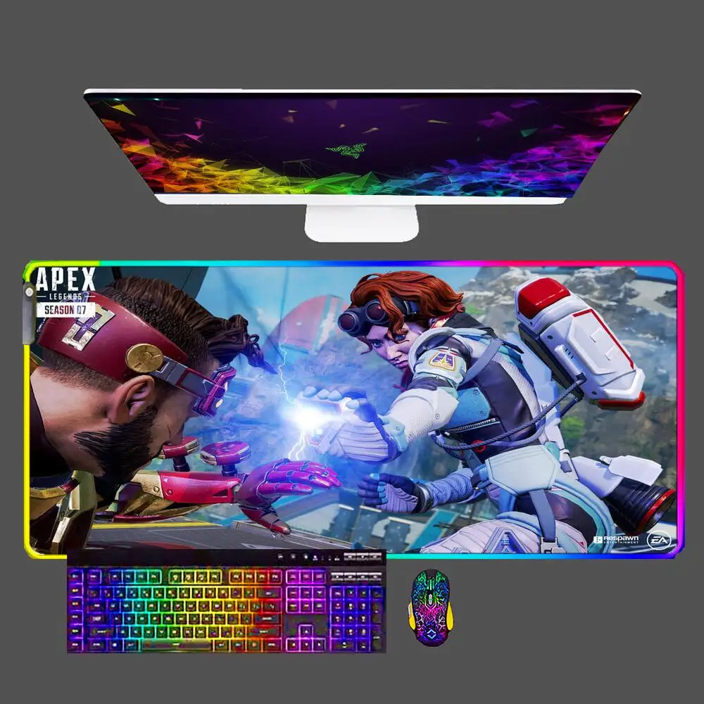 

Большой коврик для мыши APEX Legends с аниме, RGB, размер XXL, для компьютерных игр, милые игровые аксессуары для настольных клавиатур, коврик для мыш...