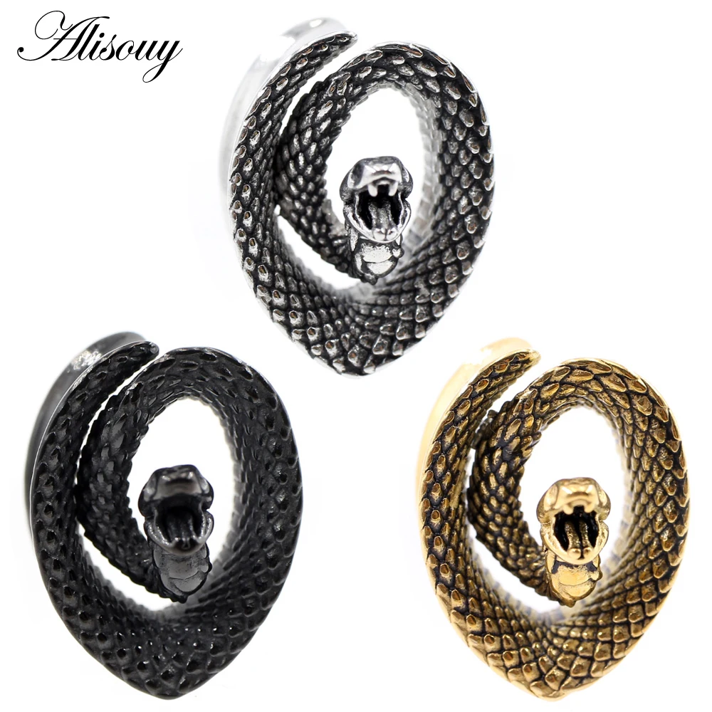 

Alisouy 1 шт. из Нержавеющей Стали Овальное змеиное седло телесные туннели для ушей расширитель растягиватель измерительные серьги пирсинг ювелирные изделия для тела