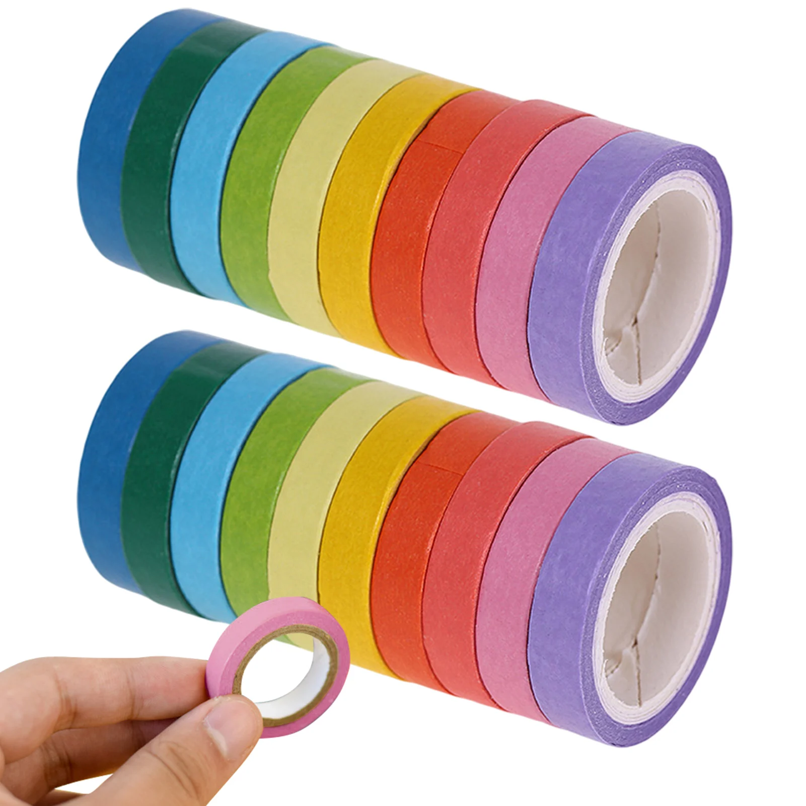 

20 Rolls DIY Decoration Sticky Paper For Journaling Rainbow Colors Washi Tape Writable Handmade Repair Patch Adhesive Easy Tear