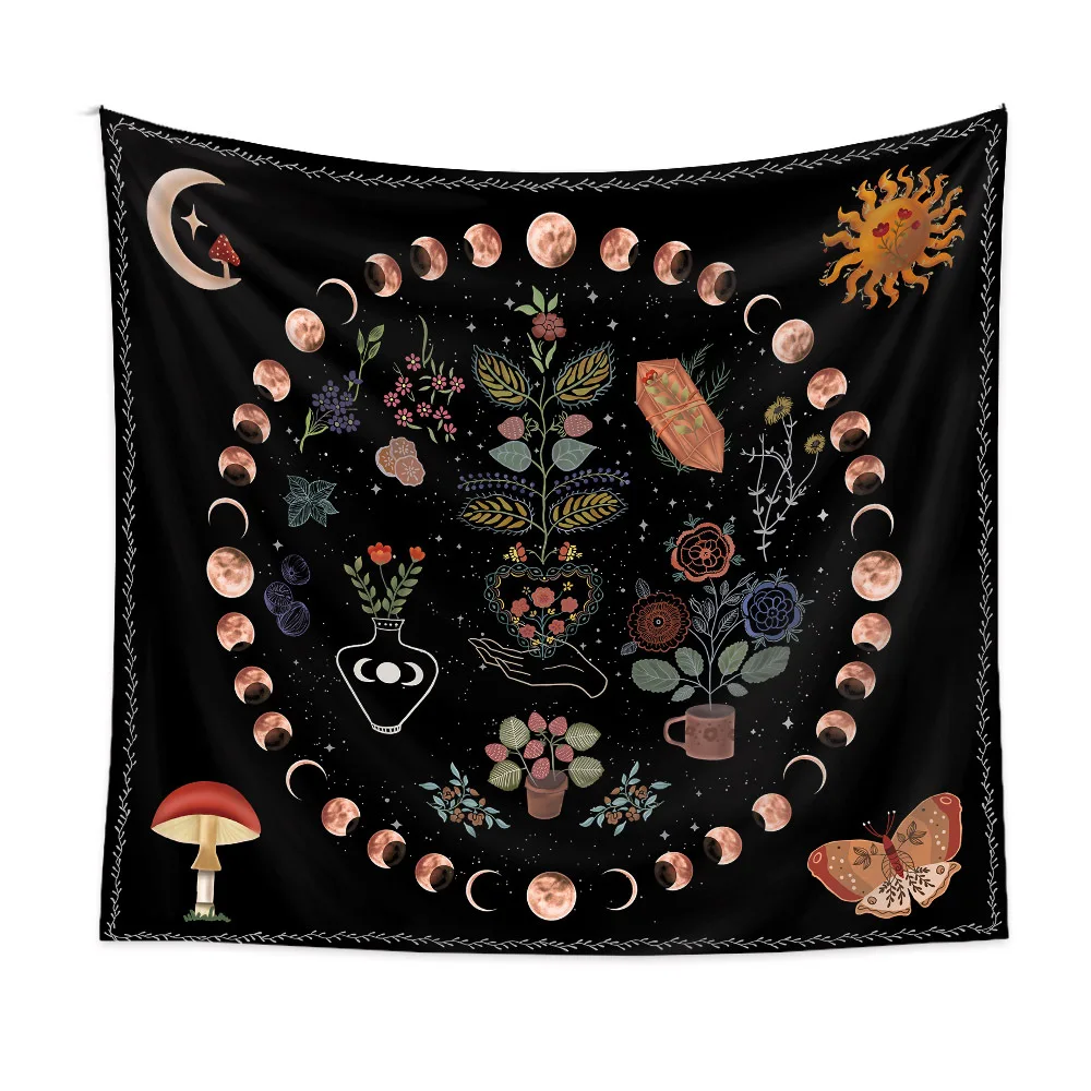

Bohemian Tapestry Room Decor Floral Hanging Moon Phase Life Tapestry XC-15MZ01