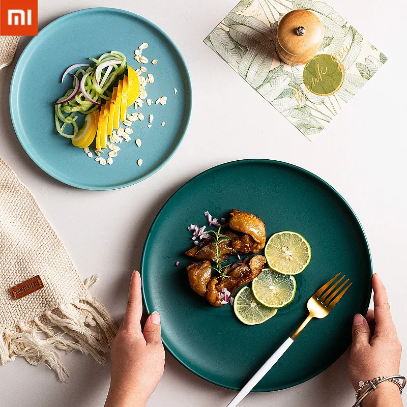 

Xiaomi Salad Plate Ceramic Western Plate Breakfast Tableware Household Steak Plate Dish Plate Minimalist Kitchen Accessories
