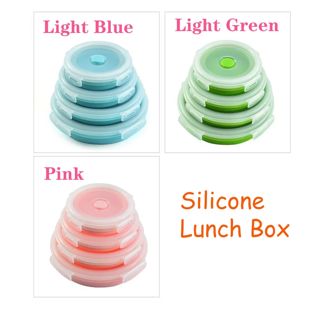 Разноцветная Силиконовая Круглая Коробка для хранения фруктов и салатов