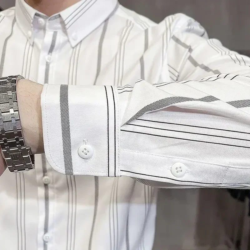 Корейская модная повседневная рубашка с длинными рукавами мужская одежда Romon
