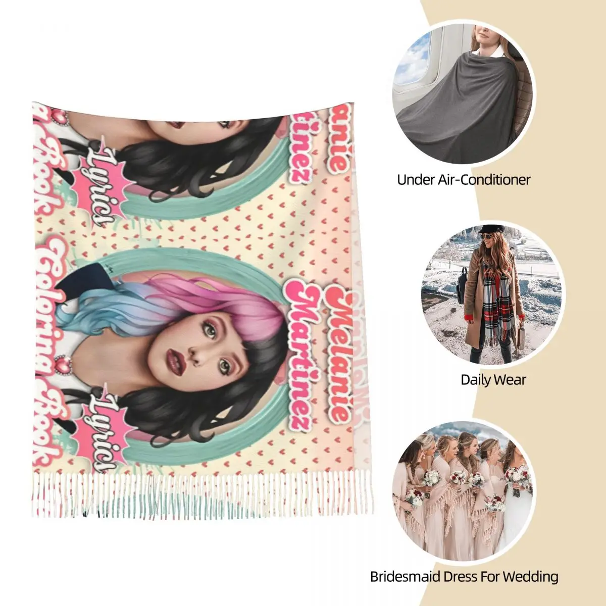 Шарф с узором Melanie Martinez женские головные платки музыкальной певью и кисточками