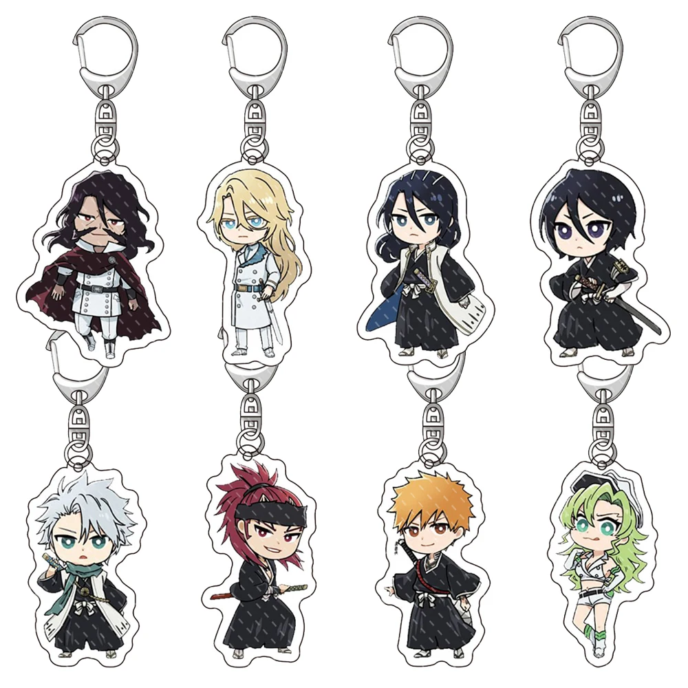 

Anime Bleach Acrylic Keychain Kurosaki Ichigo Ishida Uryuu Kuchiki Rukia Cartoon Cosplay Figures Key Chain Bag Charm Accessories