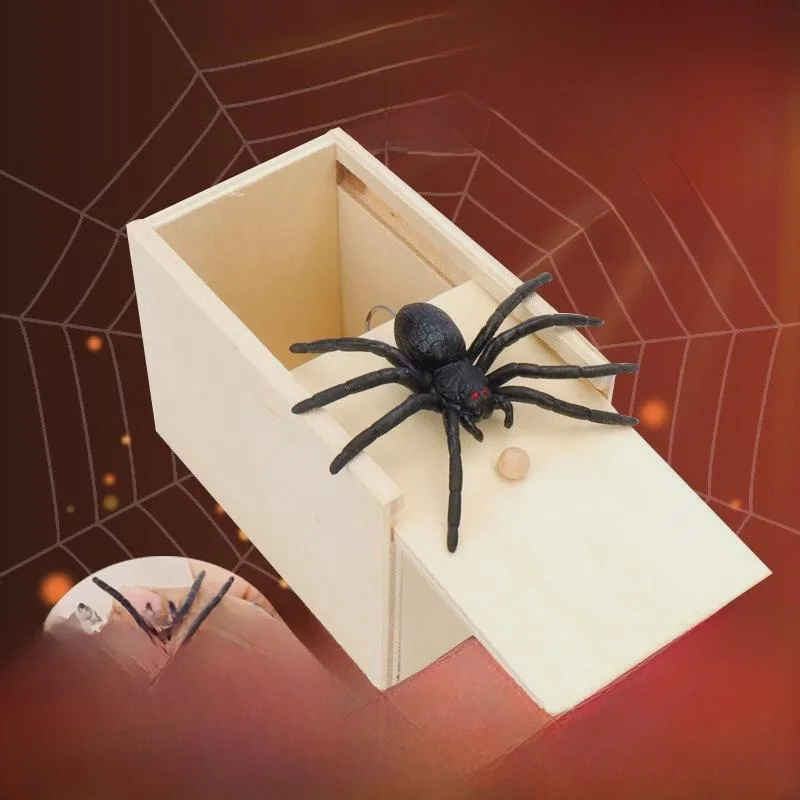 Страшная игрушка на Хэллоуин поддельный паук деревянная коробка шутка кляп