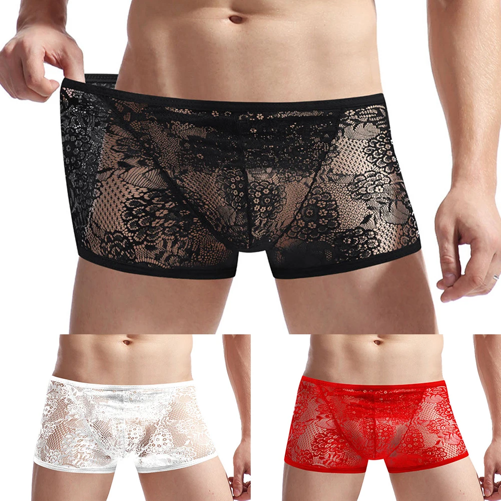 

2023 Sexy Men Seamless Transparent Boxer Briefs Smooth Underwear Youth Sleep Bottoms Shorts Trunks Breathable Underpants