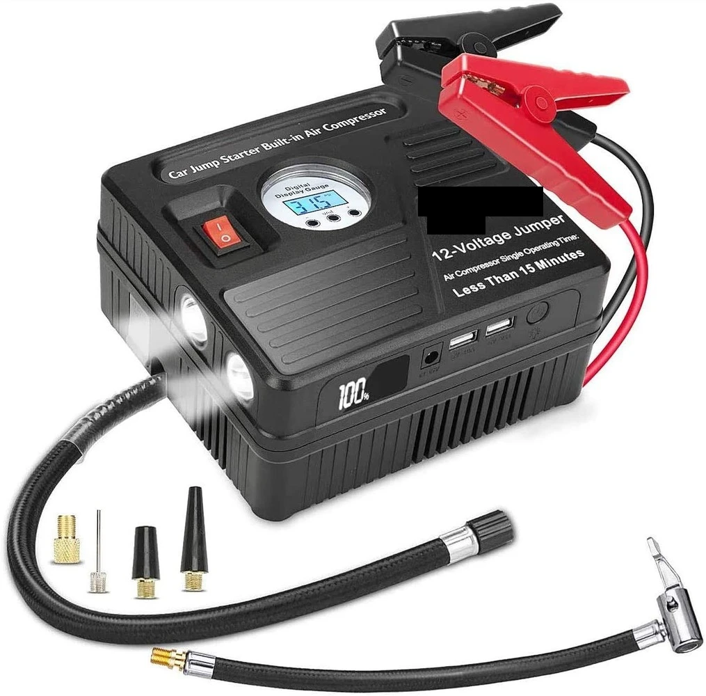 

Car Jump Starter with Air Compressor, 150PSI Tire Inflator with Digital Screen Pressure Gauge, 24000mAh 12V Auto Battery Booster