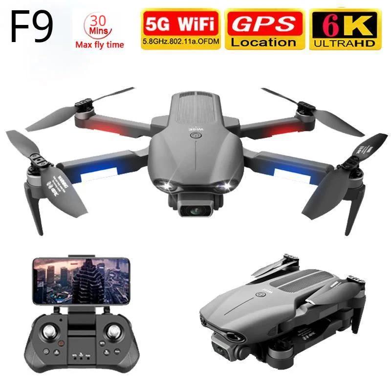 

2021 mini F9 drone 6K dual HD camera 4K professional aerial photography brushless motor foldable quadcopter RC distance 1200M