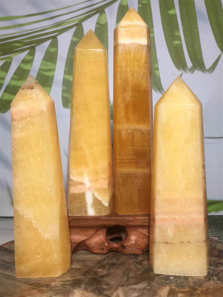 

Natural Orange Honey Calcite Crystals Quartz Point Tower Fengshui Healing Mineral Gem Rock Stone Prism Wand Ornament Home Decor