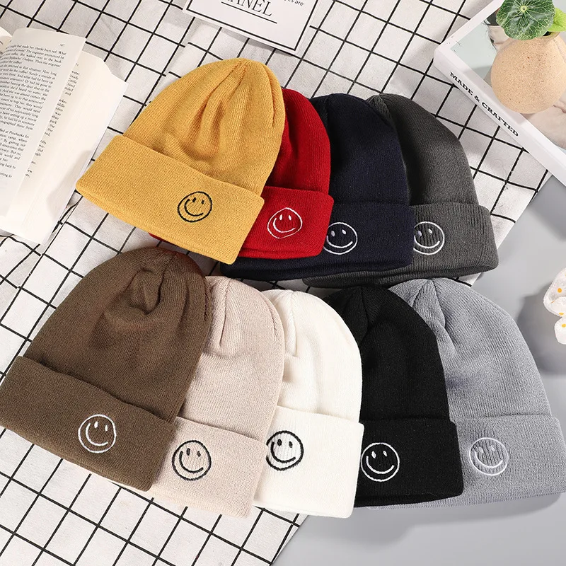 

Beanies Skullies Women Hat Cute Smile Crochet Expression Knit Bonnets Wholesale Men Hip Hop Caps Unisex Fall Winter Hats Women