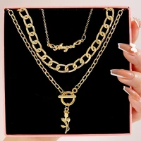 trendy thick chain necklace for women fashion mixed linked circle necklaces minimalist choker necklace party jewelry