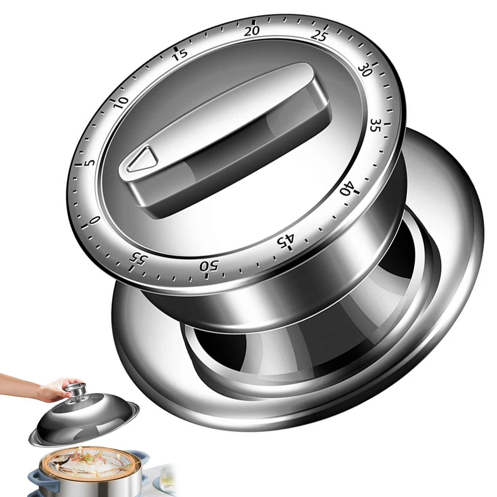 

Mechanical Kitchen Timer Stainless Steel Visual Mechanical Timer Kitchen Pot Cover Timer With Exquisite Workmanship Minute Time