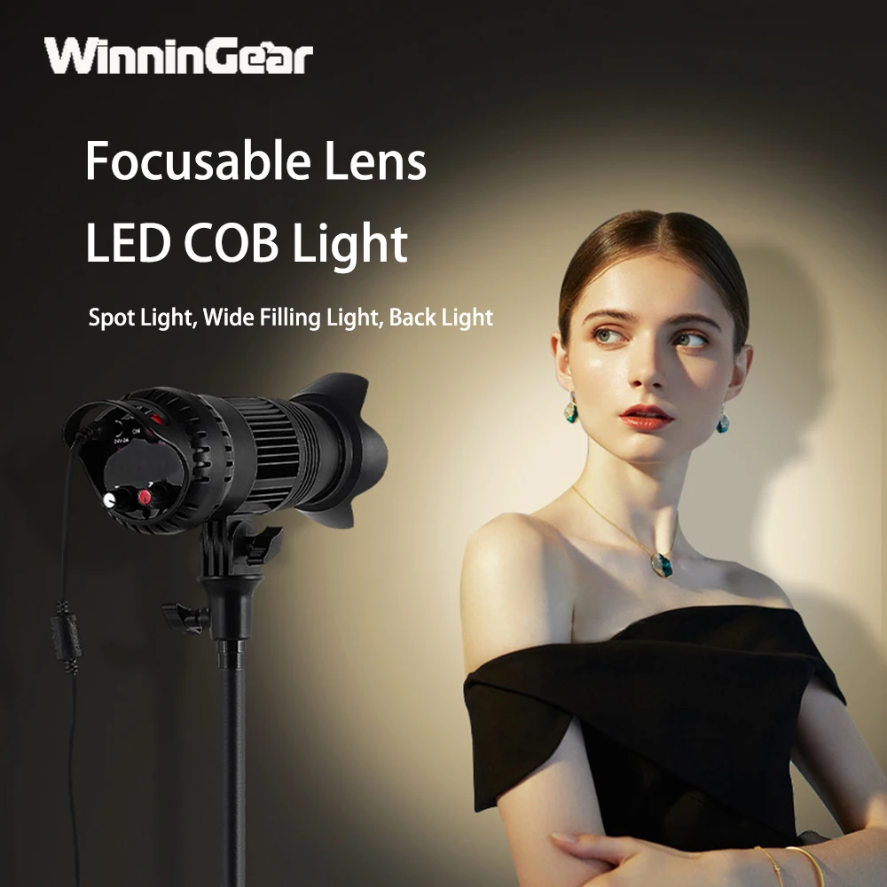 

50W COB LED Photo Studio Light Adjutable Aperture Video Lighting Portable Photography Spot Lamp for Tiktok Youtube Game Live