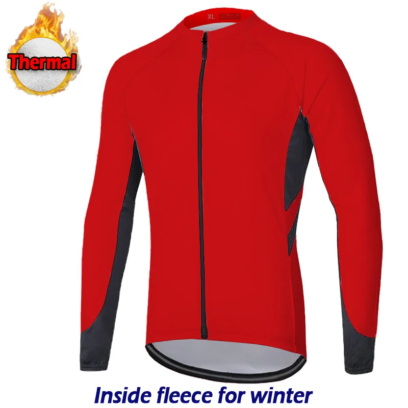 

Outdoor Sports Clothes Cycling Jersey Men Set Uniform Men's Jacket Winter Fleece Mtb Male Pro Team Suit Costume Fitness Red Tops