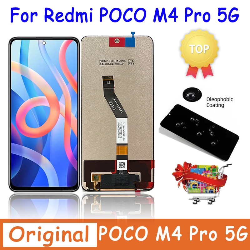 Фото Оригинальный сенсорный ЖК-дисплей 6,6 дюйма 10 дюймов для Xiaomi Poco M4 Pro, цифровой преобразователь сенсорной панели для Pocophone M4Pro, 5G LCD 21091116AG №1