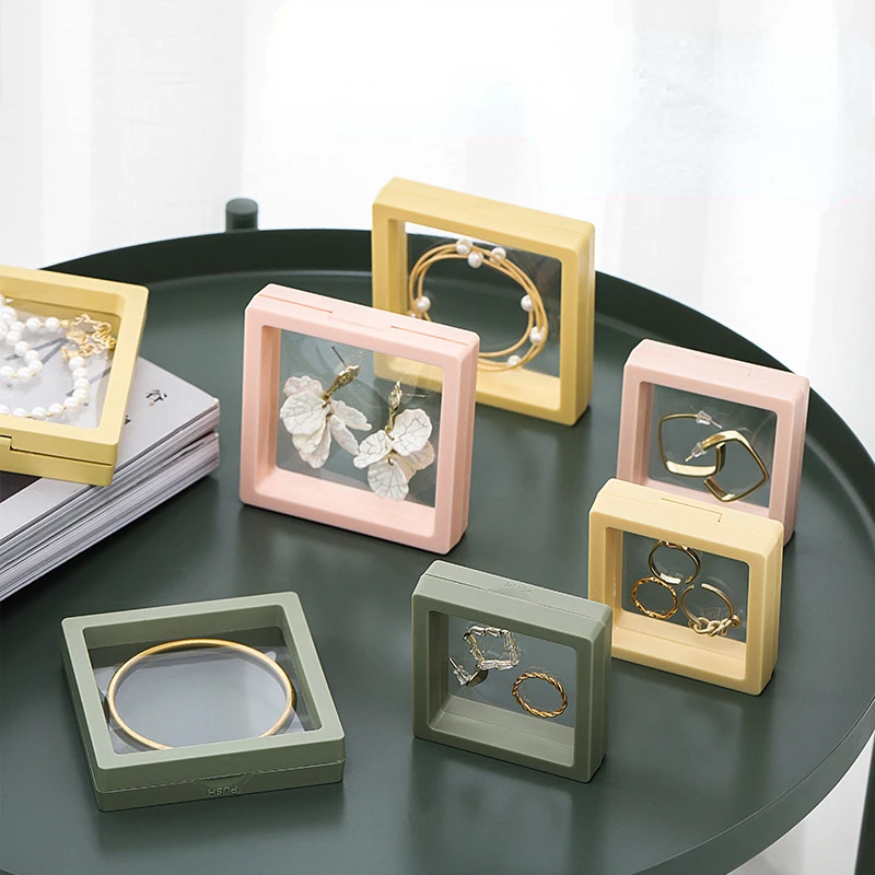 

Transparent PE Film Jewelry Storage Box Earrings Necklace Small Objects Organizer Floating Desktop Display Box Decoration