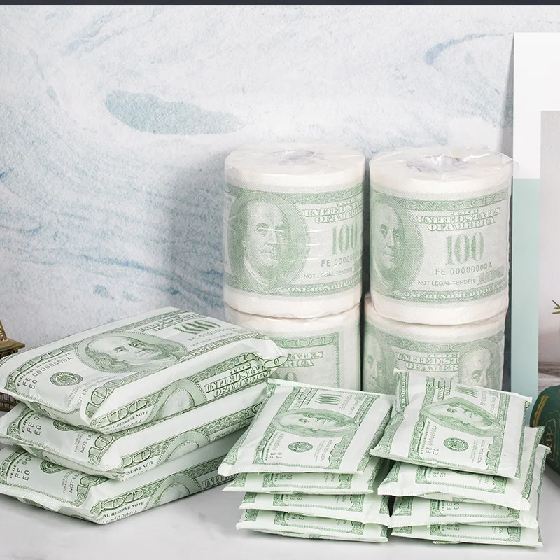 1 Roll $100 Dollar Bill Toilet Paper Decoration for Home Trump Rolling Paper Holder Toilet Tissue Funny Gift