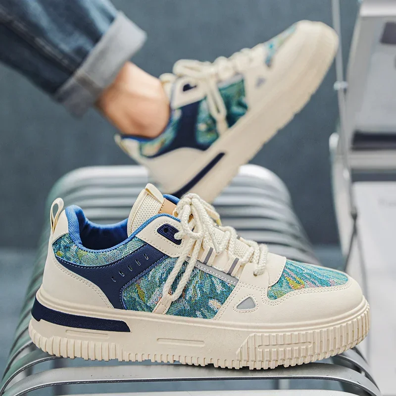 Мужские кроссовки высокого качества дышащая спортивная обувь с граффити большой