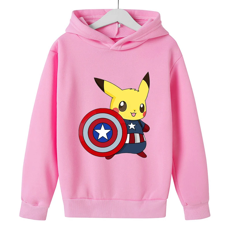

Janpan Anime Pikachu Sweatshirt Pokemon Print Long Sleeve Hoodies Cartoon Harajuku Pullovers Kids Boys Hip Hop Unisex Clothes