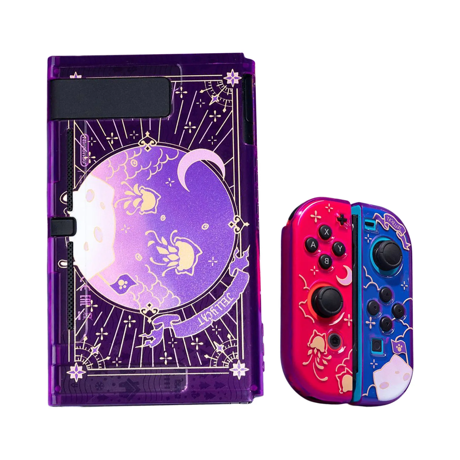 

Anti-Slip Protective Cover Compatible-Nintendo Switch Game Console Full Cover Jellyfish Cat Theme Crystal Shell Case For Switch