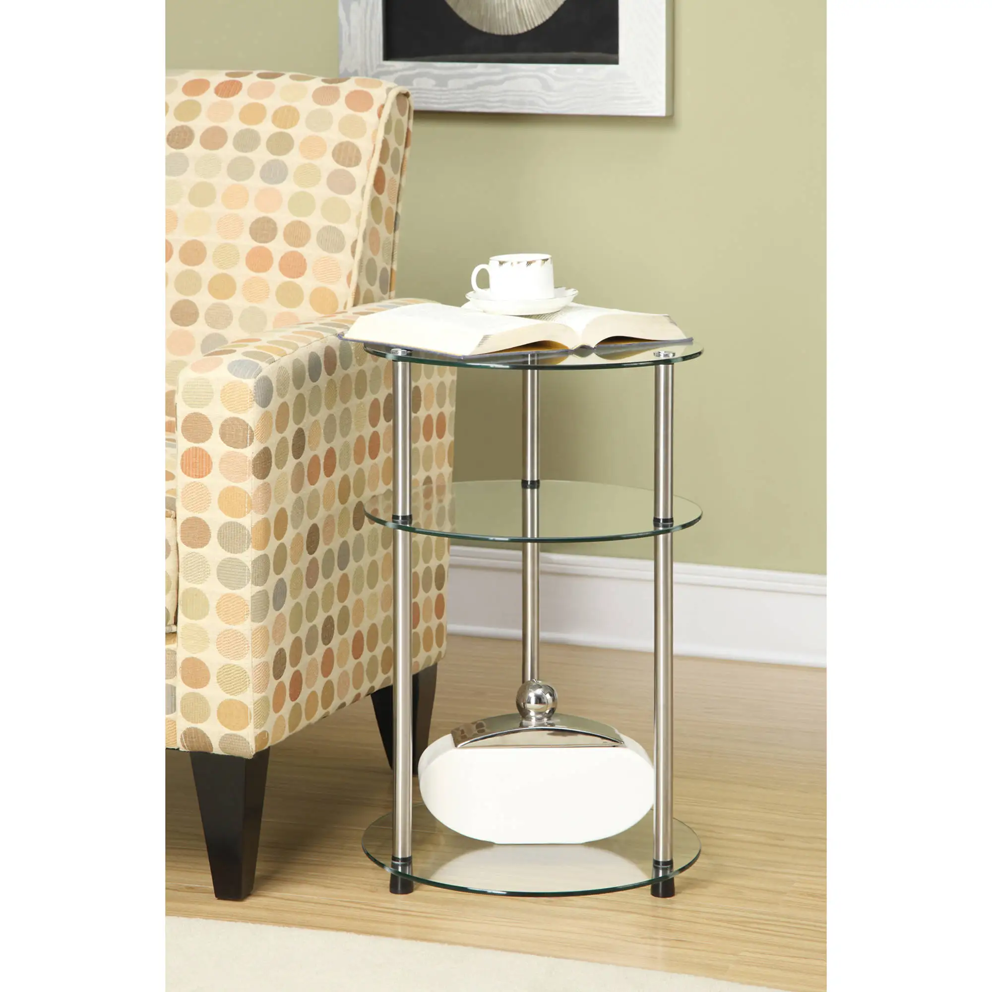 

Designs2Go No Tools 3 Tier Round Table, Silver