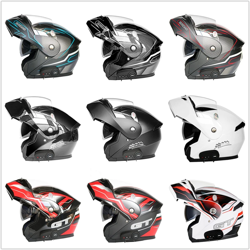 Men Women Bluetooth Motorcycle Helmet DOT Approved Flip Up Waterproof Longer Endurance Double Scratch Proof Anti Fog Visors images - 6