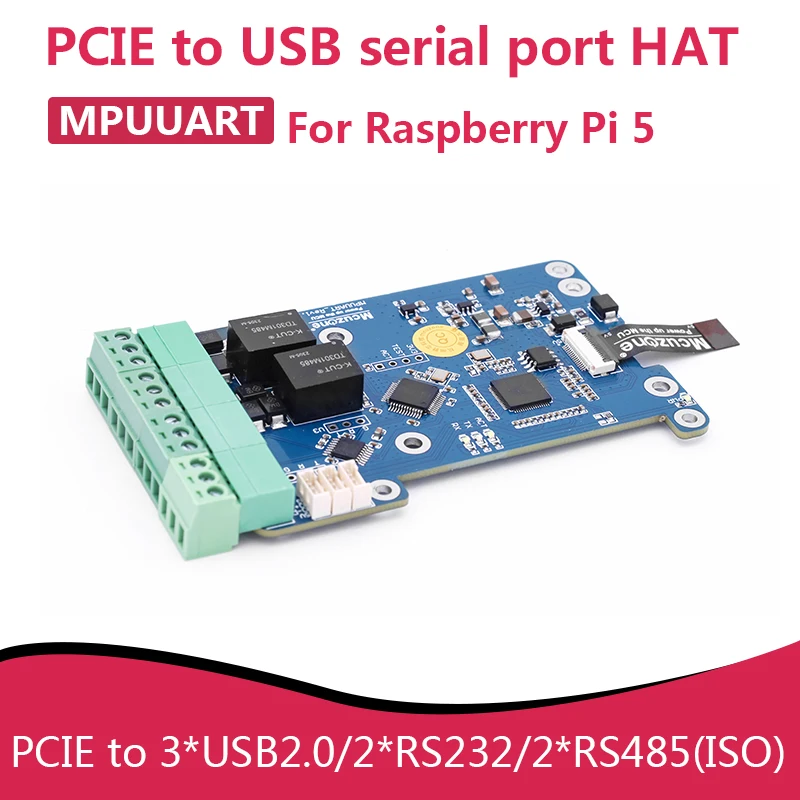Новинка последовательный порт MPUUART PCIE-USB для Raspberry Pi 5 PCIE на 3 * USB2.0/2 RS232/2 RS485 (ISO)