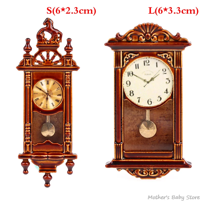 

1pc 1:12 Dollhouse Mini Wood Wall Clock Toy for Children Doll House Furniture Pretend Play Toy Doll Home Decoration Accessories