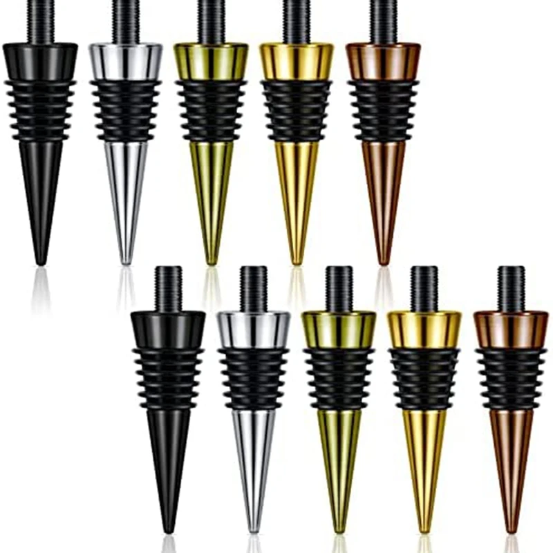 10 Pieces Blank Bottle Stopper With Threaded Post Metal Wine Stopper Inserts Set Hardware For Wood Turning DIY Project