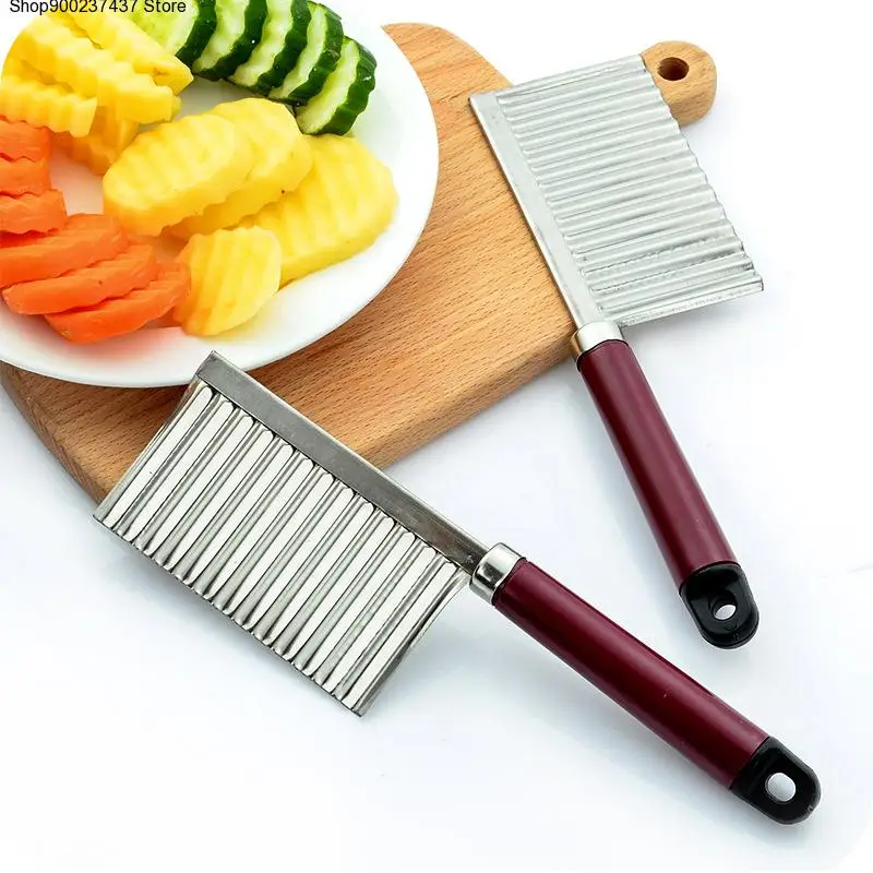 

Potato Wavy Edged Knife Stainless Steel Potato Chip Slicer Vegetable Fruit Wavy Slicer Knife Cutting Tools Knives Accessories