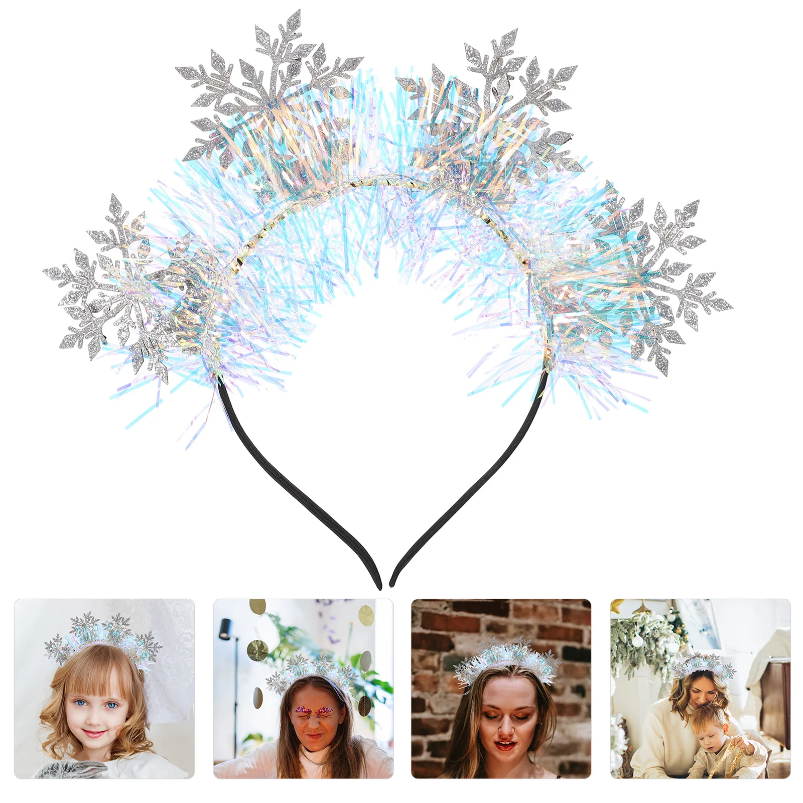 

Аксессуары для волос на Рождество ободок для вечеринки декоративные головные уборы для женщин повязка на голову с блестками снежинки для латте