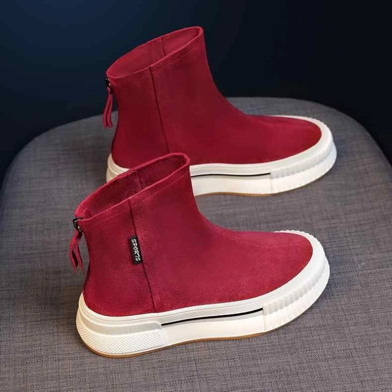 Platform Martens for Women Fall 2023 new frosted ankle boots casual versatile short leg retro single boot platform boots