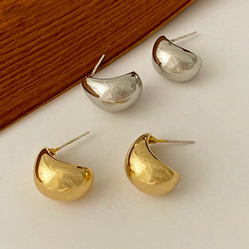 Металлические серьги-гвоздики в форме бобы для женщин Модная бижутерия простой