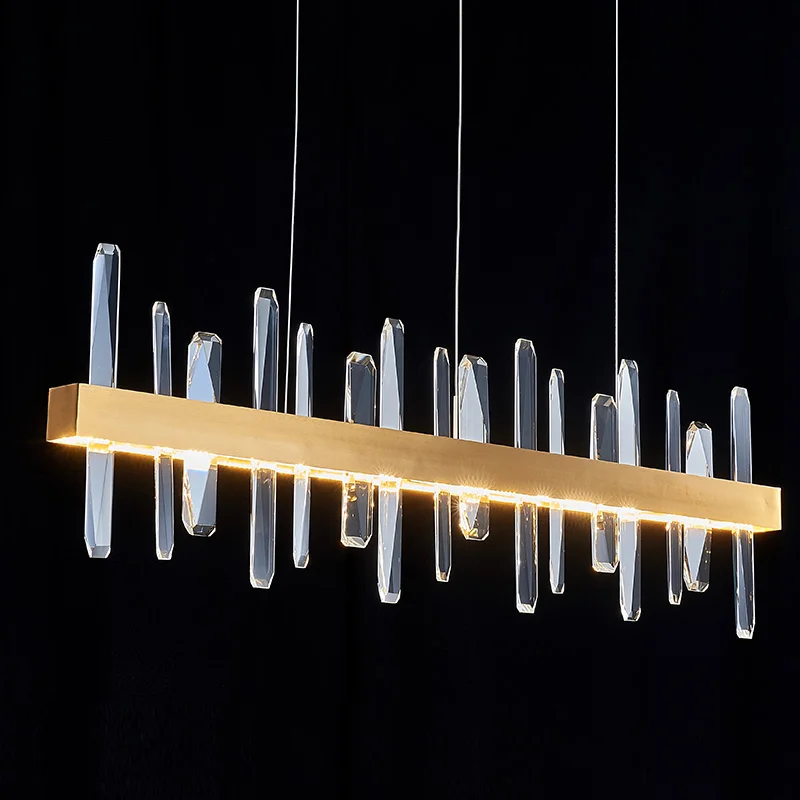 

Modern Luxury K9 Crystal Chandelier Lighting LED Dining room Island Hanging lights Kitchen decor fixtures Golden Pendant Lamps