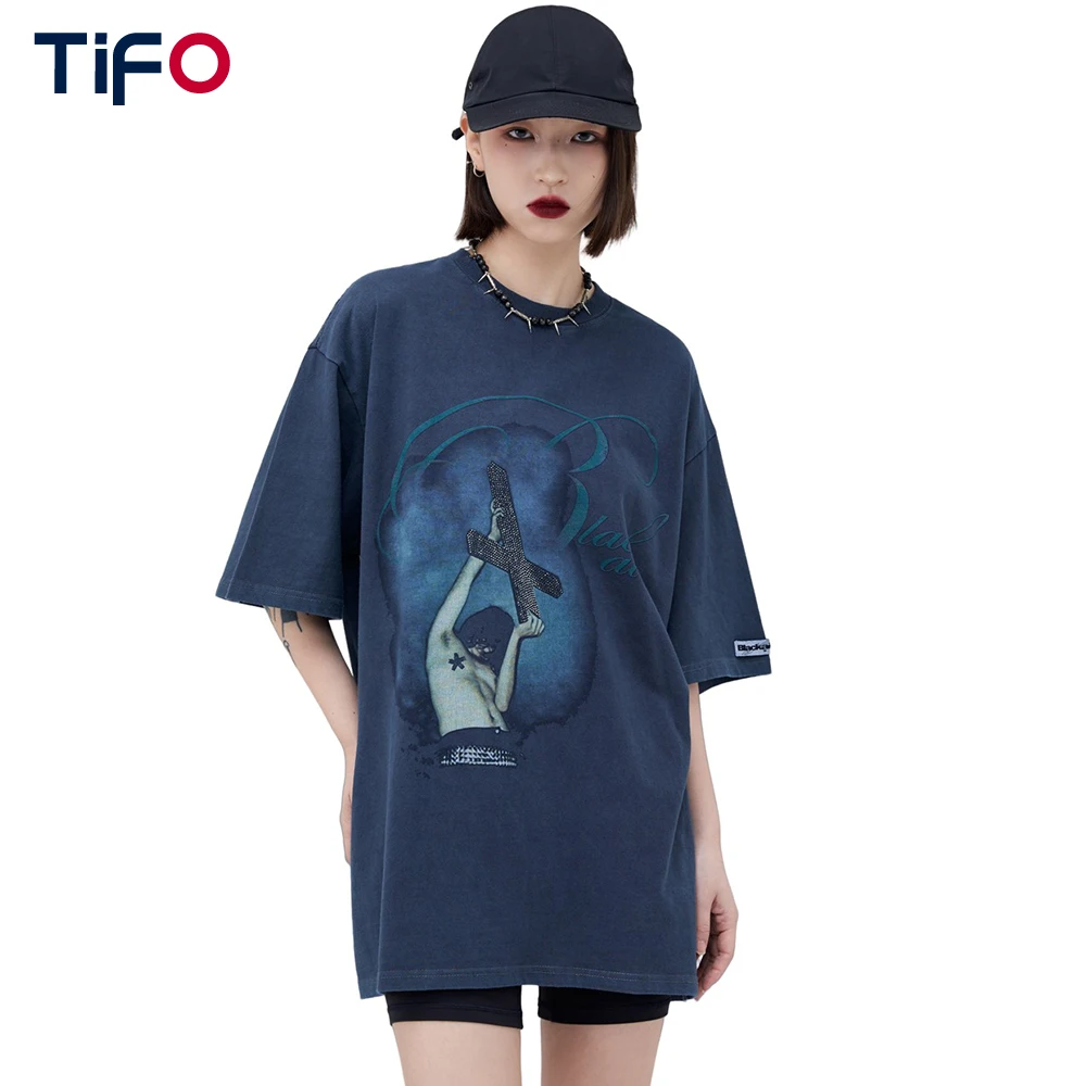 

Portrait Print Short Sleeve T-shirt Women Streetwear Loose Summer Crew Neck Lady Clothes