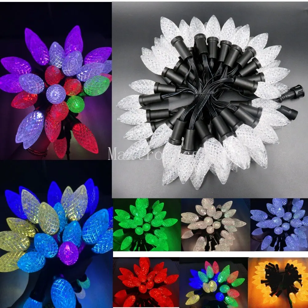 Фото Новый 50 светодиодов/строка C9 DC12V WS2811 RGB светодиодные модули пиксельный светильник 18awg адресуемый IP68 водонепроницаемый разъем для праздничной декоративной лампы №1