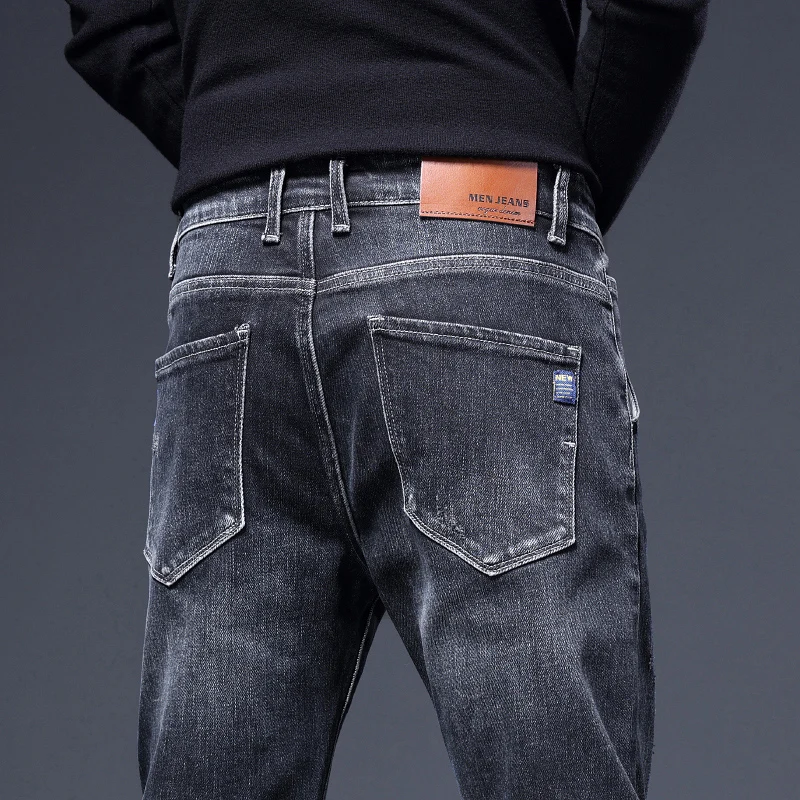 Джинсы мужские облегающие модель 2023 года модные повседневные брюки в Корейском