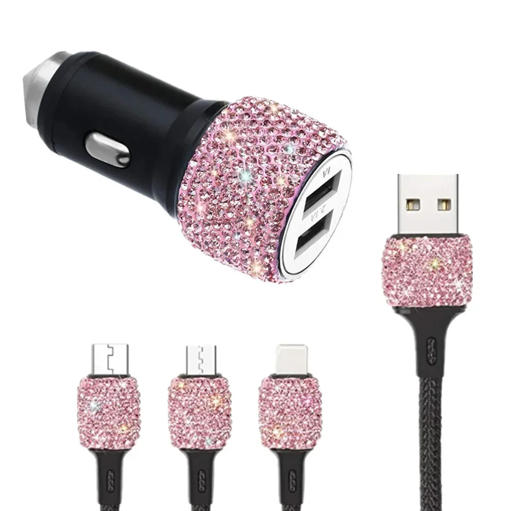 Автомобильное Зарядное Устройство Bling USB 5 В 2 1 А Двухпортовый Быстрый Адаптер