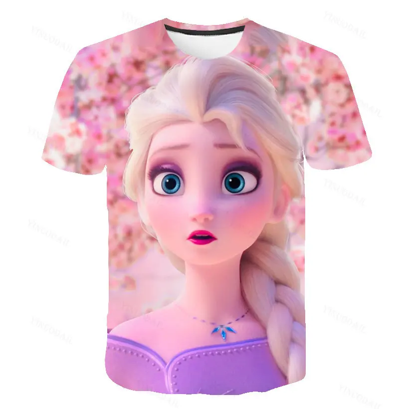 

Disney Summer Frozen 2 Girls T-Shirts Children's Short Sleeves Elsa Anna T Shirts Baby Kids Fashion Casual Tops Tees 1-14 Years