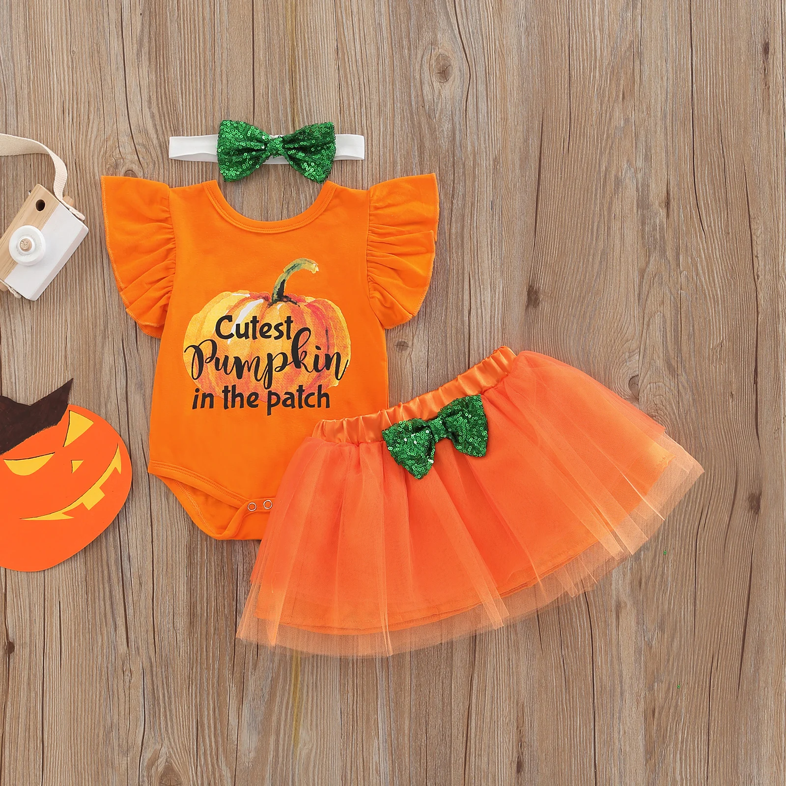 Костюм на Хэллоуин My Firsr комбинезон с длинным рукавом и принтом тыквы сетчатая