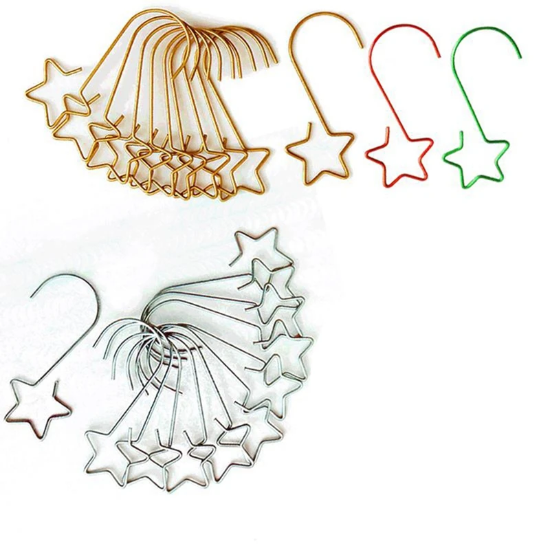 

Christmas Wreath Hooks For Christmas Tree Hanging Pendant Ornament Metal Star Decorations Hook Xmas Home Decor
