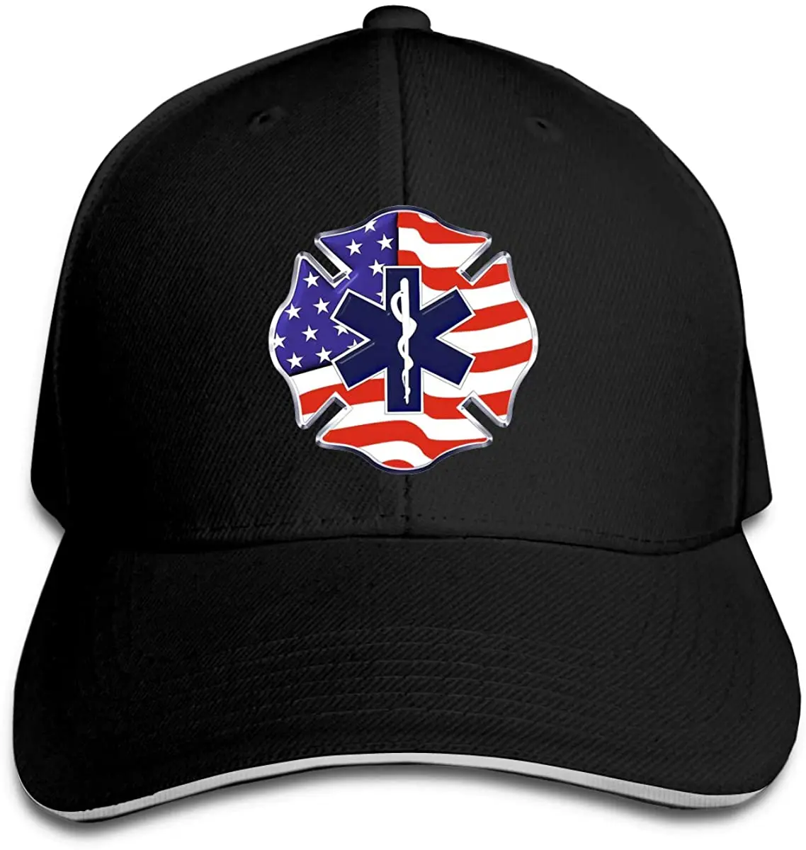 

US Flag Maltese with Star of Life Men Cotton Classic Baseball Cap Adjustable Size