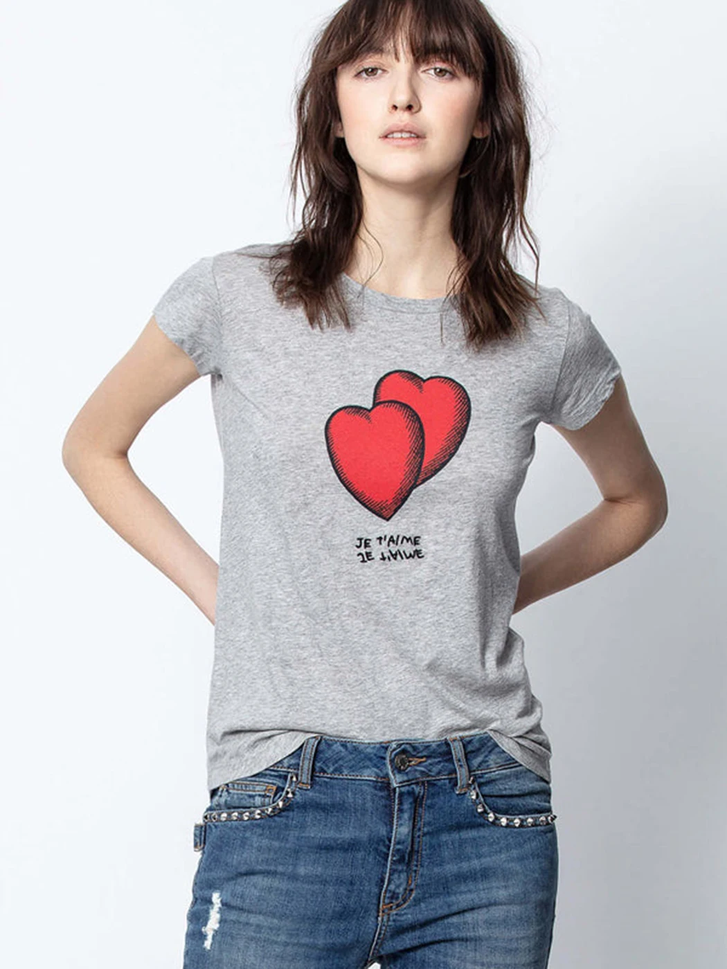 

Skinny Heart Print T-Shirt Women 2022 Summer Clothes Short Sleeve Round Neck Casual Tees Tops Luxury Designer Fashion Tee Shirt