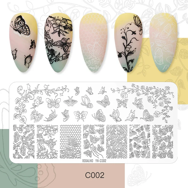 

12*6cm Floral Leaf Image Nail Stamping Plates Cute Animal Image Nail Designs Nail Stamp Templates Nail Art Printing Stencil Tool